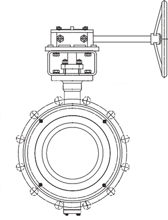 Затвор дисковый с двойным эксцентриситетом межфланцевый с гладкими проушинами ПА 400, фото 2
