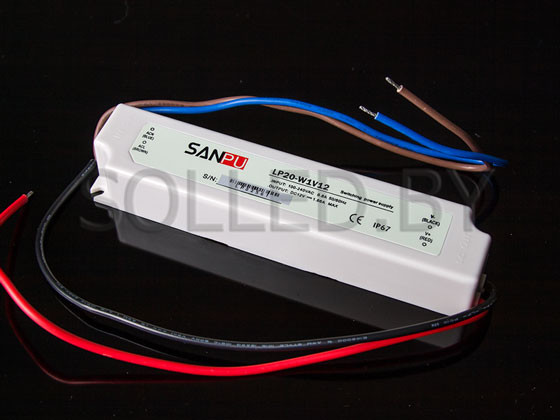 Блок питания 20W 12V IP67 (SanPu) пластик