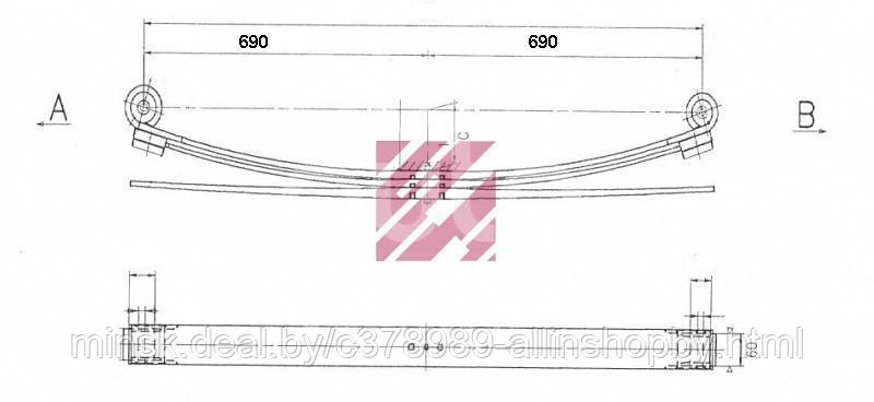 Подкоренной лист к задней 3-листовой рессоре 690/690 Форд Транзит 1991-2000