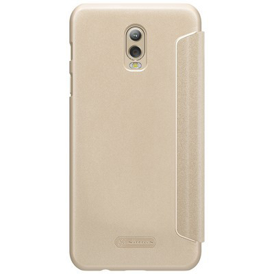 Полиуретановый чехол книга Nillkin Sparkle Leather Case Gold (Золотой) для Samsung Galaxy C8\ J7 Plus - фото 2 - id-p73782457