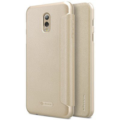 Полиуретановый чехол книга Nillkin Sparkle Leather Case Gold (Золотой) для Samsung Galaxy C8\ J7 Plus - фото 4 - id-p73782457