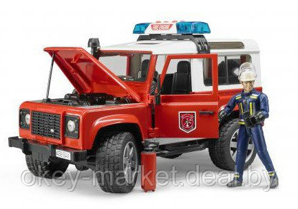 Внедорожник Land Rover Defender Station Wagon Пожарная с фигуркой Bruder 02596 - фото 2 - id-p73783456