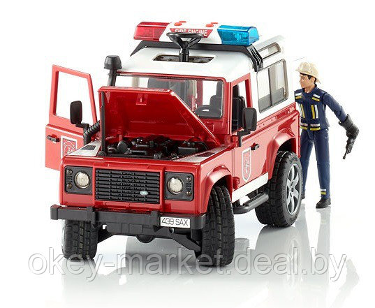 Внедорожник Land Rover Defender Station Wagon Пожарная с фигуркой Bruder 02596 - фото 4 - id-p73783456