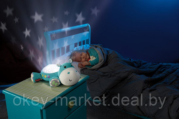 Детский ночник-проектор Fisher-Price Бегемотик голубой CGN86, фото 3