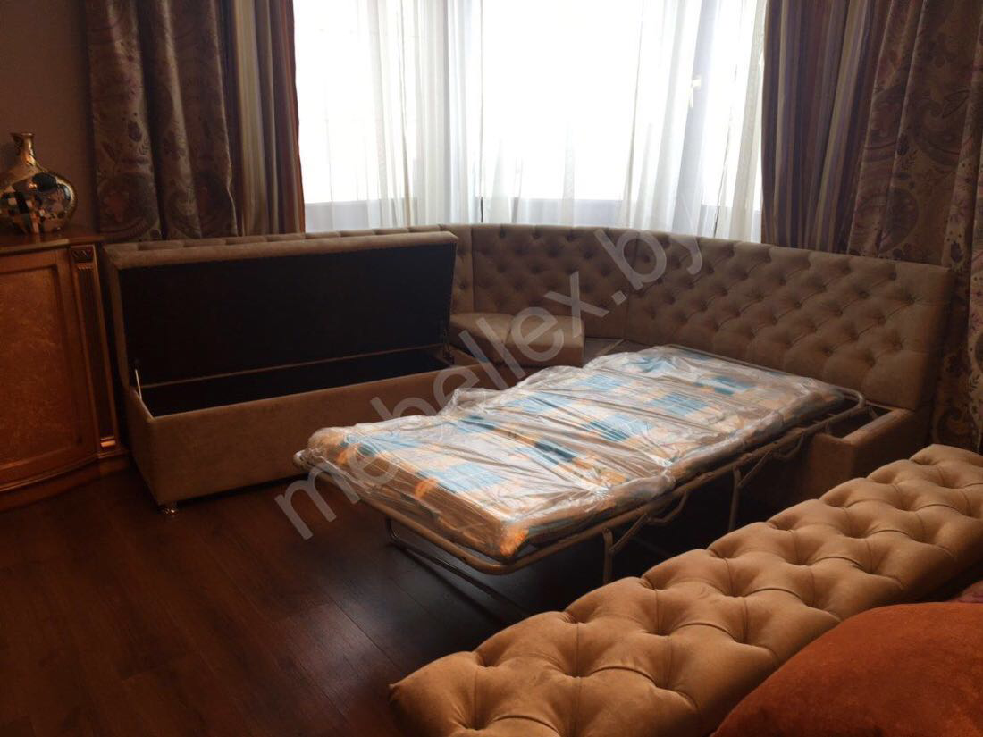 Эркерный диван с каретной стяжкой (со спальным местом) - фото 3 - id-p73839149