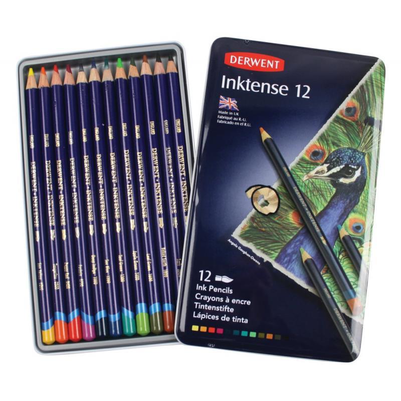 Набор чернильных карандашей "Inktense", 12цветов в металлической коробке, DERWENT