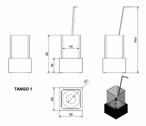 Настольный биокамин Kratki TANGO-1 черный, фото 2