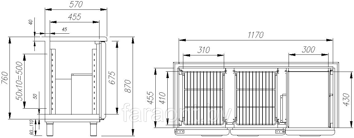 Стол холодильный POLUS (Полюс) BAR-250 (T57 M2-1 RAL) - фото 2 - id-p73925225