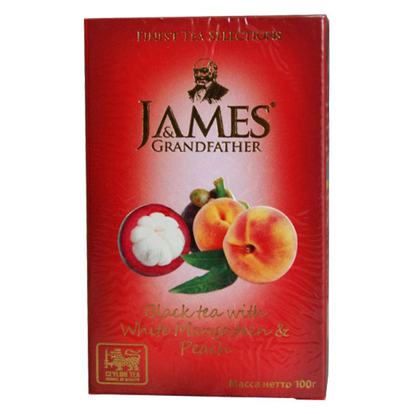Чай James & Grandfather черный крупнолистовой с мангустином и персиком, 100 г