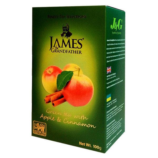 Чай James & Grandfather зеленый с яблоком и корицей, 100 г