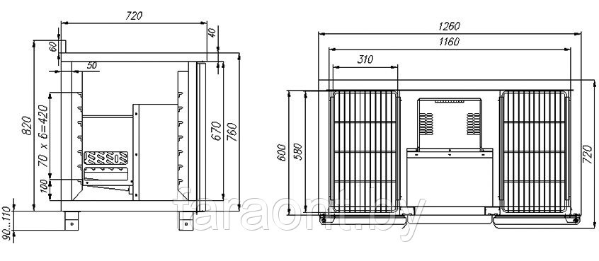 Стол холодильный Сarboma (Карбома) 2GNG/NT (T70 M2-1-G INOX) - фото 2 - id-p73928693