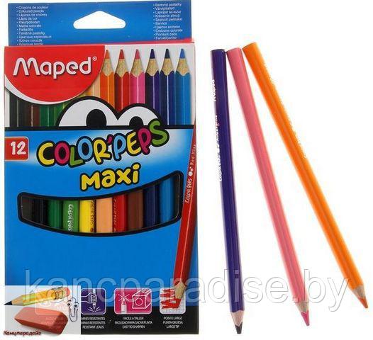 Карандаши Maped Color Peps, 12 цветов, трехгранные, 3 мм., арт.183212