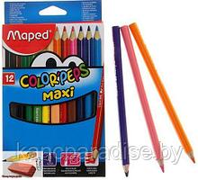Карандаши Maped Color Peps, 12 цветов, трехгранные, 3 мм.