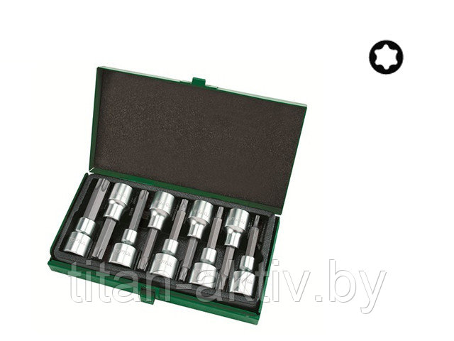 Набор бит TORX 1/2"" 9пр. T20-T60 80мм TOPTUL