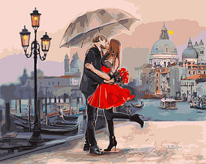 Картина по номерам Влюбленные под зонтом 50х65 см, фото 2
