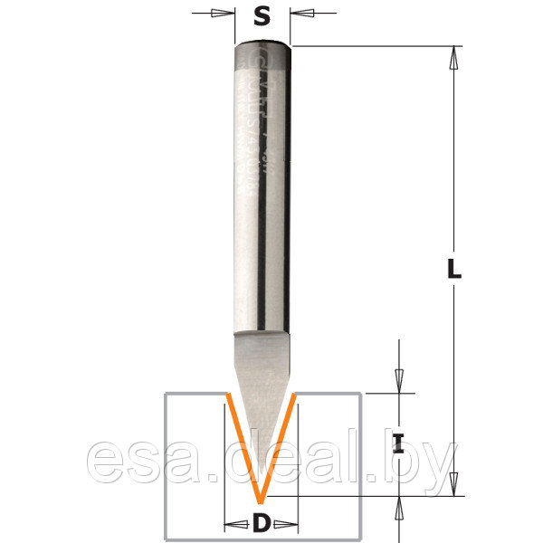 Фреза гравировальнная 35° монолитная Z1 S=6 D=6x9x50 RH CMT 758.002.11 - фото 1 - id-p73979644