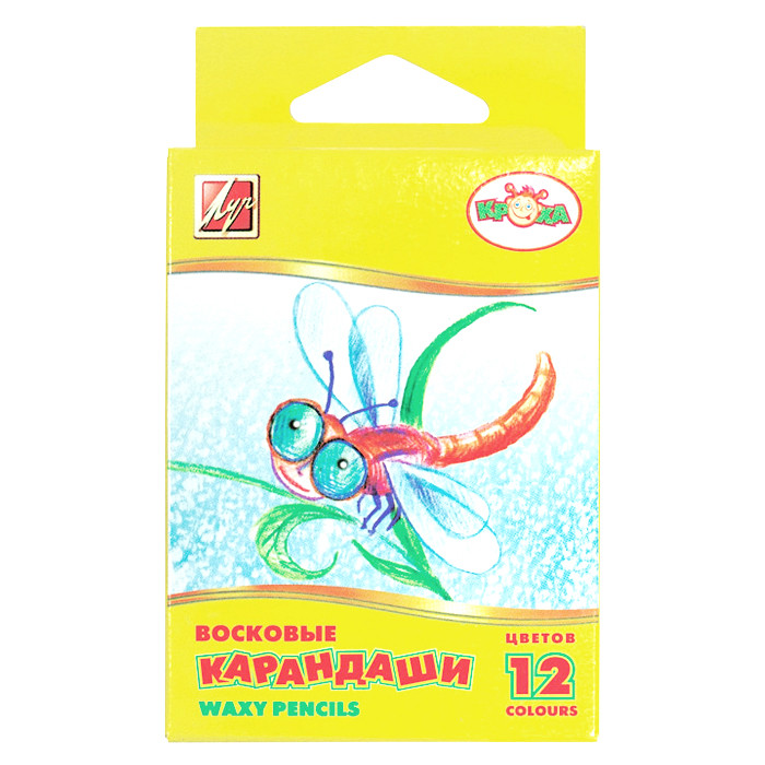 Мелки восковые 12 цветов Кроха на масляной основе (треугольные) 12х90 Луч