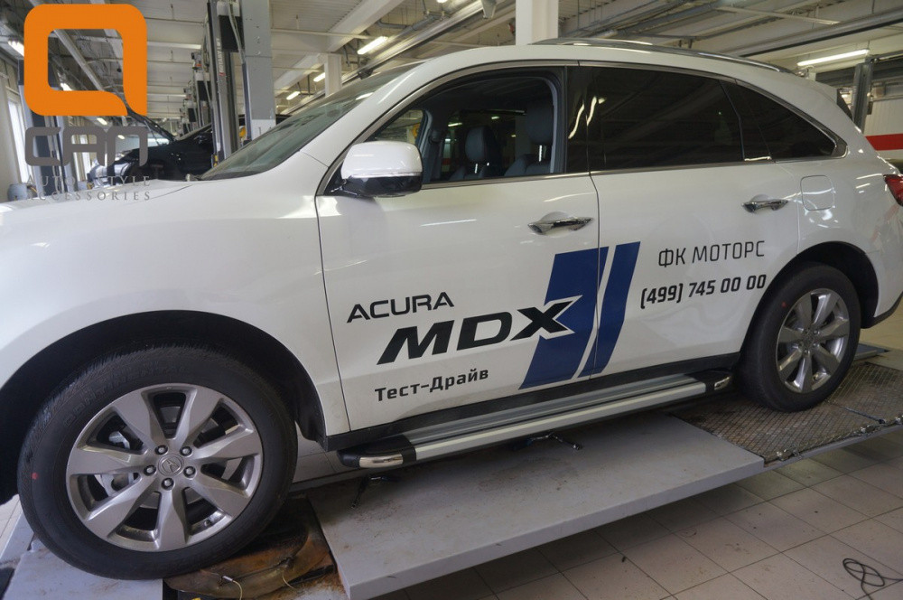 Пороги алюминиевые (Brillant) Acura MDX (2014-) (серебр) - фото 1 - id-p74011268