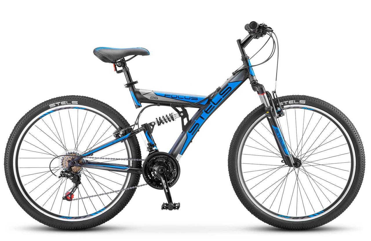 Stels Focus 26" V 18 sp V030 чернйы/синий