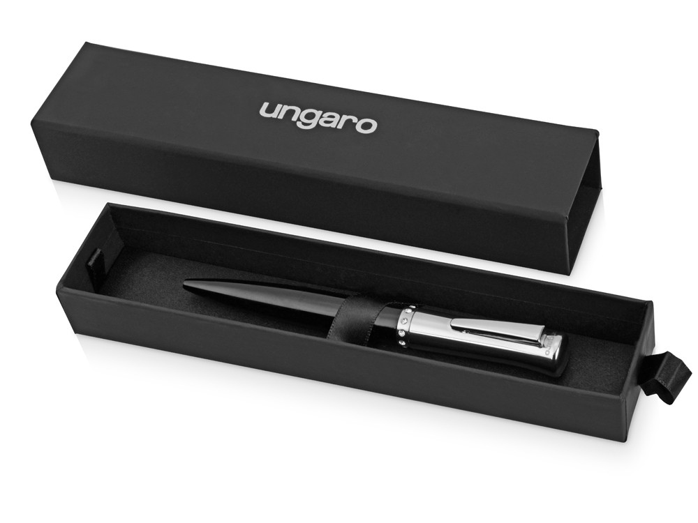 Ручка шариковая Ungaro модель Ovieto в футляре, черный/серебристый - фото 7 - id-p72052540