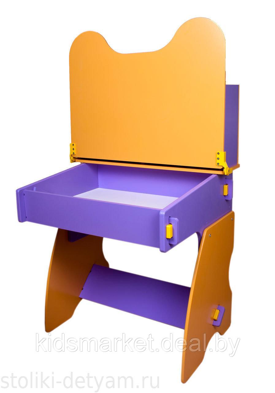 Детский столик с магнитной доской и стульчик бежево-бирюзовый - фото 4 - id-p74051481