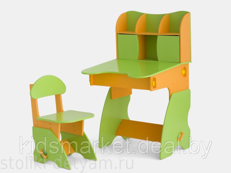 Детский столик со стульчиком с дверцами салатово-оранжевый - фото 1 - id-p74085764