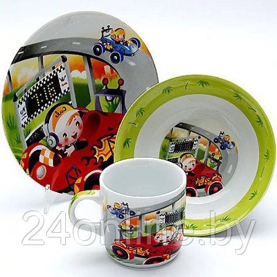 Набор детской посуды "Гонки" Loraine LR-23387 - фото 1 - id-p66083784