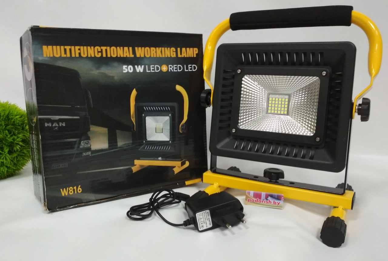 Working Lamp W816 Ручной прожектор переносной светодиодный аккумуляторный 50W, 30+6 Led - фото 1 - id-p74174470