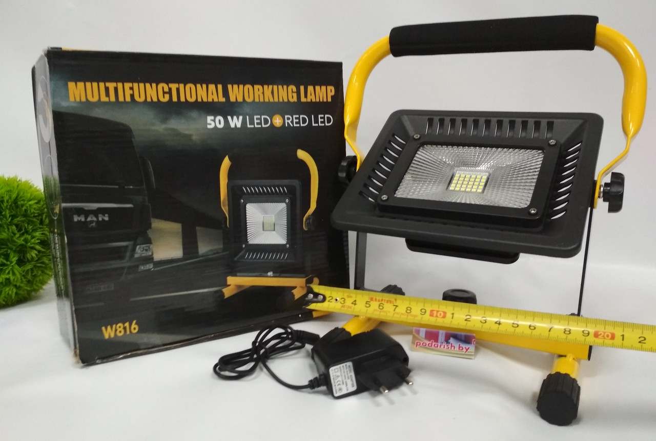 Working Lamp W816 Ручной прожектор переносной светодиодный аккумуляторный 50W, 30+6 Led - фото 2 - id-p74174470