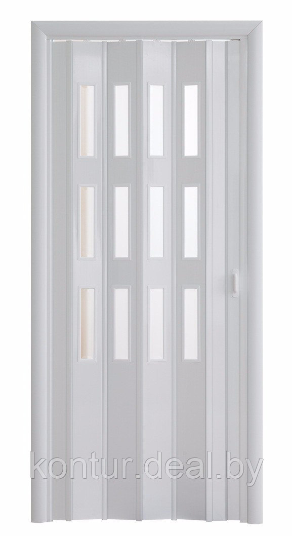 Дверь-гармошка со стеклом белая Фаворит - фото 1 - id-p74218658