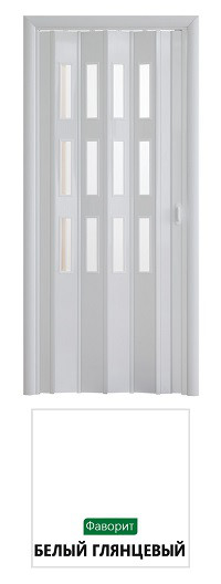 Дверь-гармошка со стеклом белая Фаворит - фото 2 - id-p74218658