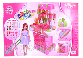Кухня детская розовая LY638 со светом и звуком, складывается в чемодан