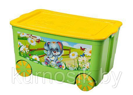 Ящик для игрушек "KidsBox" на колёсах (арт.449) салатовый