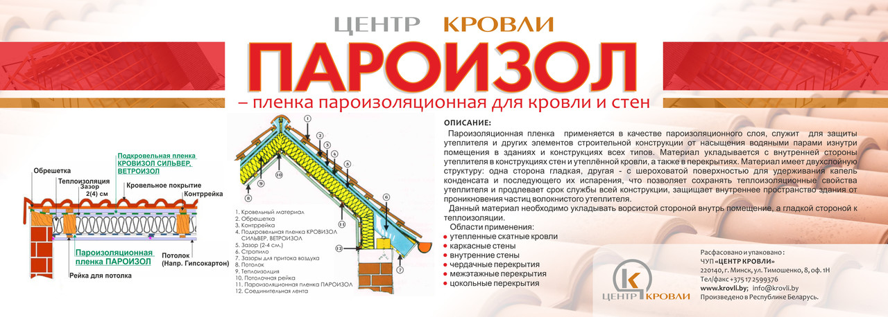 Пленка пароизоляционная ПАРОИЗОЛ (Спанбел-ЛП сорт 1, пл-60, ш-1600) - 80 м2, РБ - фото 1 - id-p74334096