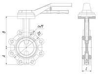 Затвор дисковый межфланцевый с резьбовыми проушинами с рукояткой ПА 600 DN 40-200 мм