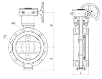 Затвор дисковый с двойным эксцентриситетом фланцевый с редуктором серии ПА 700