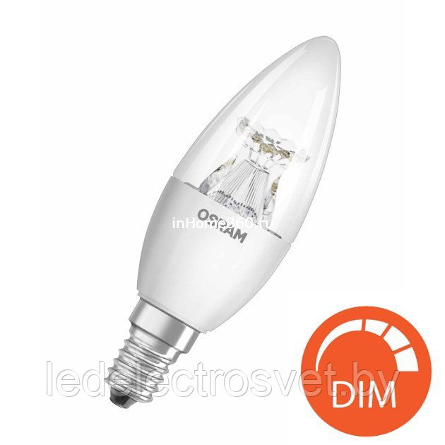 Cветодиодная лампа Parathom Advanced B40 6W (замена40Вт),теплый белый свет, прозрачная колба, E14, диммируемая