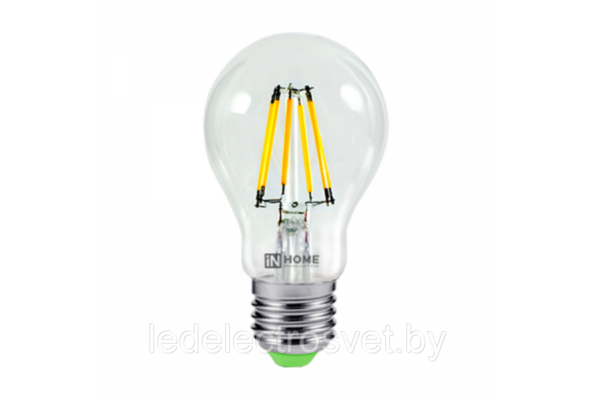 Лампа светодиодная LED-A60-deco 7Вт 230В Е27 4000К нейтральный белый свет 630Лм прозрачная IN HOME - фото 1 - id-p74369508