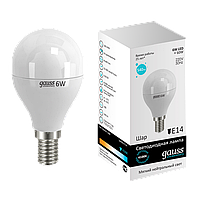 Лампа Gauss LED Elementary Globe 6W E27 4100K нейтральный белый свет 3/40 (3 лампы в упаковке)