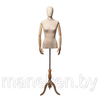 Манекен-Торс с деревянными руками, женский Originals 02 слоновая кость/светлое дерево