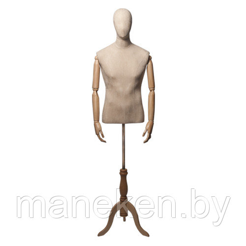 Манекен-Торс с деревянными руками, мужской Originals 01 слоновая кость/светлое дерево - фото 1 - id-p74379194
