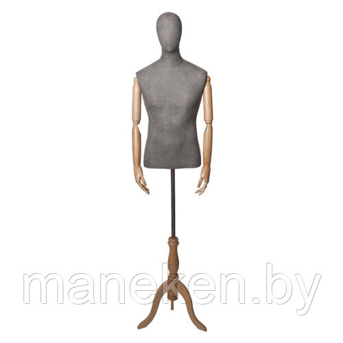 Манекен-Торс с деревянными руками, мужской Originals 01 слоновая кость/светлое дерево - фото 1 - id-p74379696