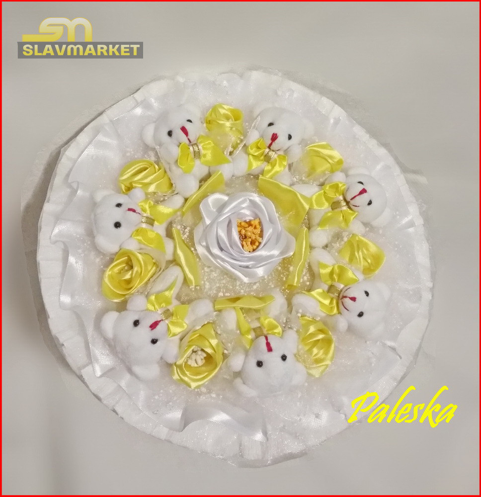 Букет из мягких игрушек, БЖ0708, белый