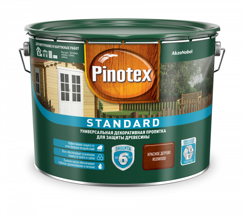 Пропитка для дерева Pinotex Standart 9 л. ореховое дерево (Пинотекс Стандарт)