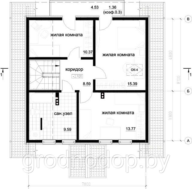 Дом каркасный 4- комнатный с мансардой S=116,63 кв.м - фото 5 - id-p3013872