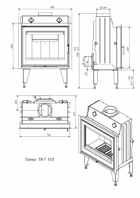 Каминная стальная топка Мета-Бел Скади 11 кВт ТКТ-11,0 - фото 3 - id-p74527001