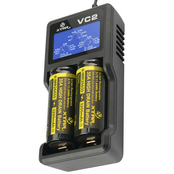 Зарядное устройство Xtar VС2 для аккумуляторных элементов (в комплекте с USB кабелем) - фото 1 - id-p74530884