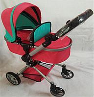 Коляска для кукол MELOBO 9695 коляска-трансформер, перекидная ручка, розовая