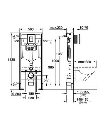 Инсталляция для подвесного унитаза  GROHE Rapid SL 38827000, фото 2