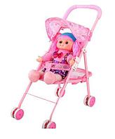 Коляска с куклой в комплекте, коляска прогулочная с козырьком и корзиной для игрушек от 2 лет, розовая